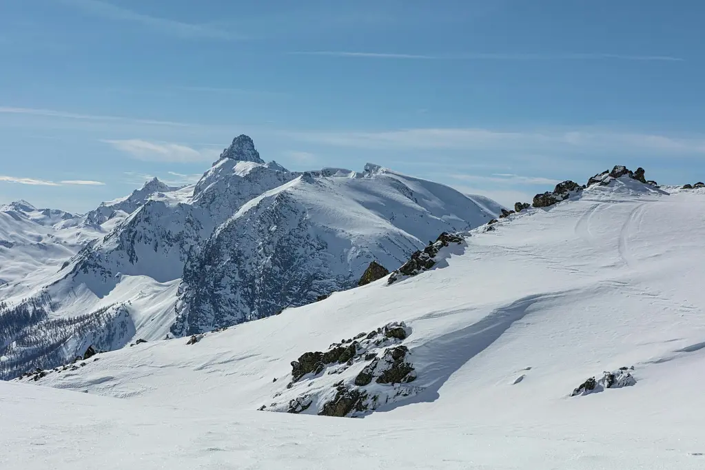 Snowy peaks in Montgenevre view