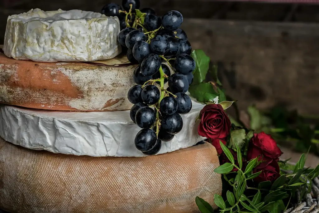 French cheese with grapes